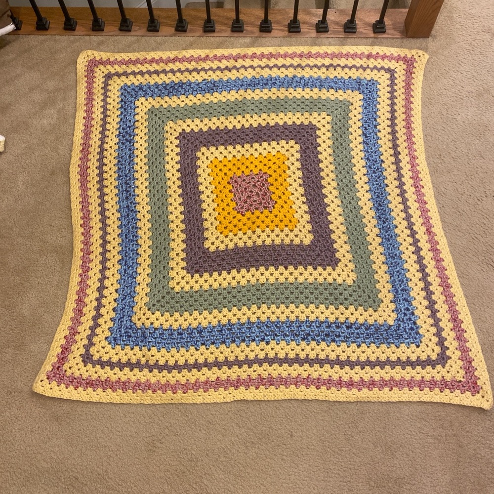 Multi color crochet blanket